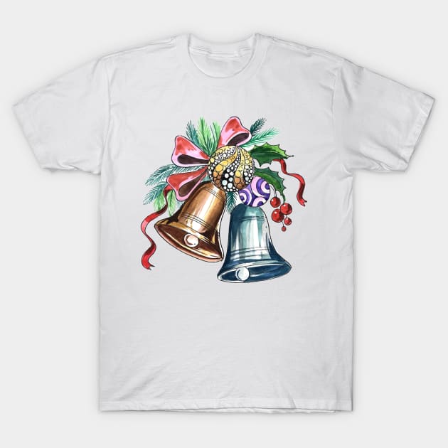 Christmas Bell Decorative T-Shirt by Mako Design 